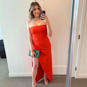 Revolve NBD orange gown dress